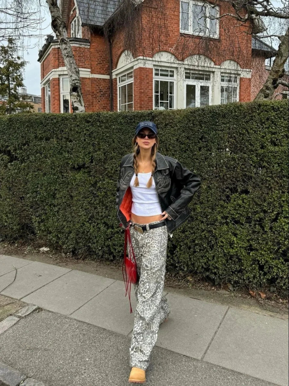 Jaded London Leopard-Print Wide-Leg Trousers