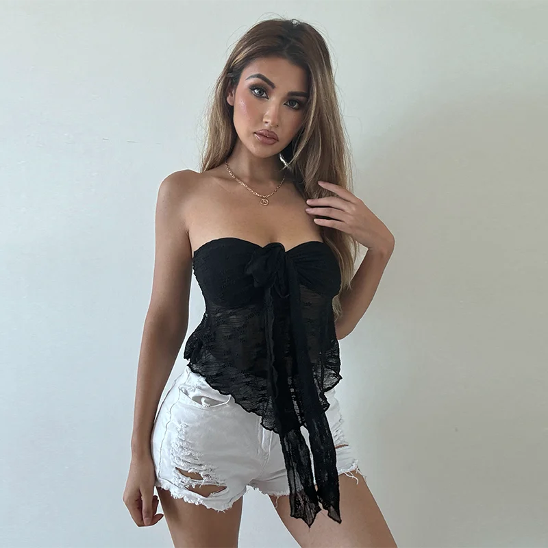 Twisted Tie Lace Bustier Tank Top
