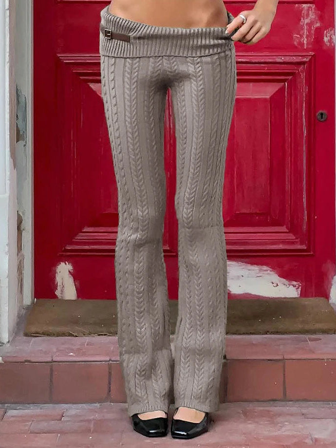 Casual Knitted Flares Low-Waisted Pants