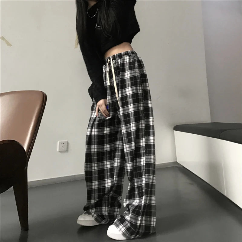 Oversized Black Plaid Sweatpants