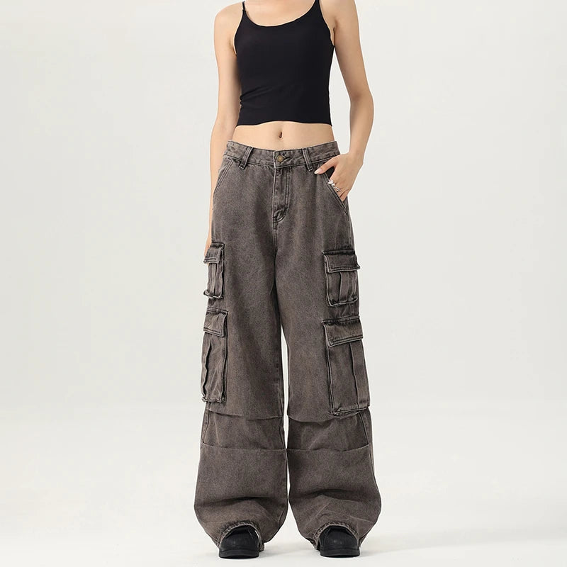 Spring & Autumn Women Cargo Jeans