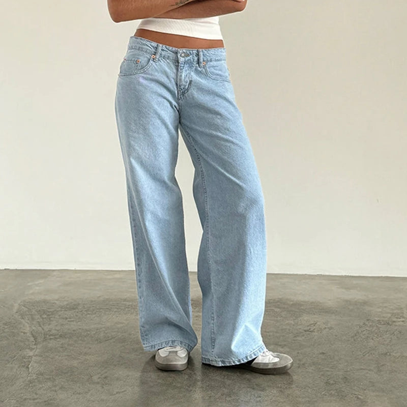 Y2K Aesthetic Wide-Leg Boyfriend Jeans