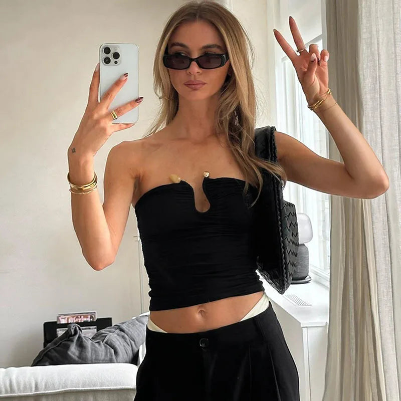 Metal Charm Crop Top