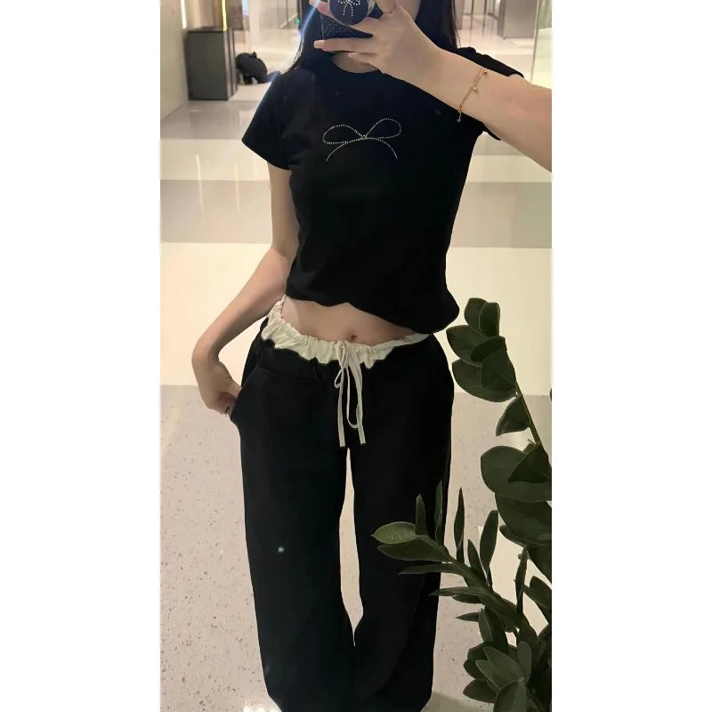 Lace High-Waist Baggy Sweatpants
