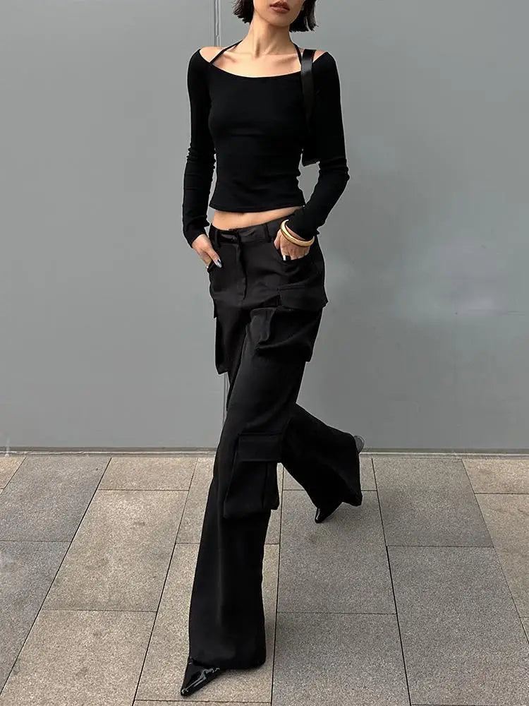 Black Halter Slim Tee