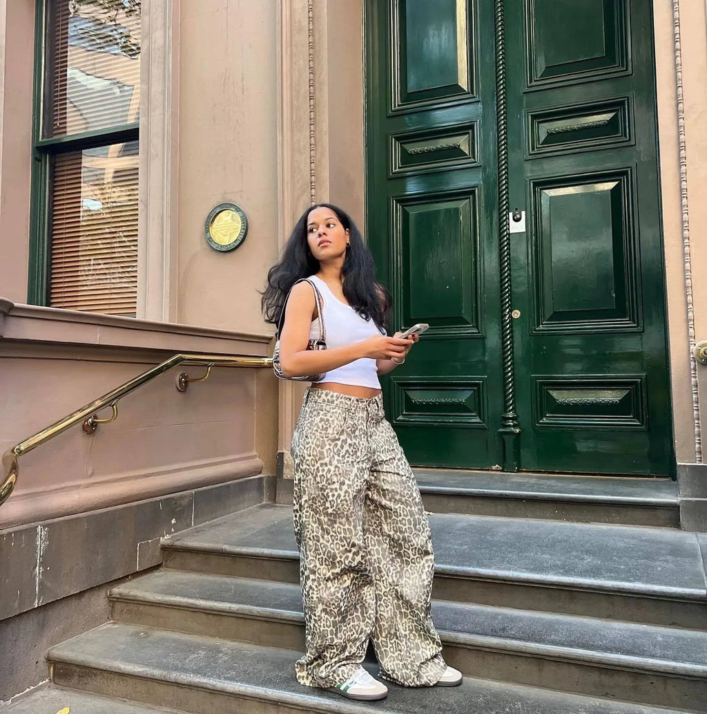 Jaded London Leopard-Print Wide-Leg Trousers