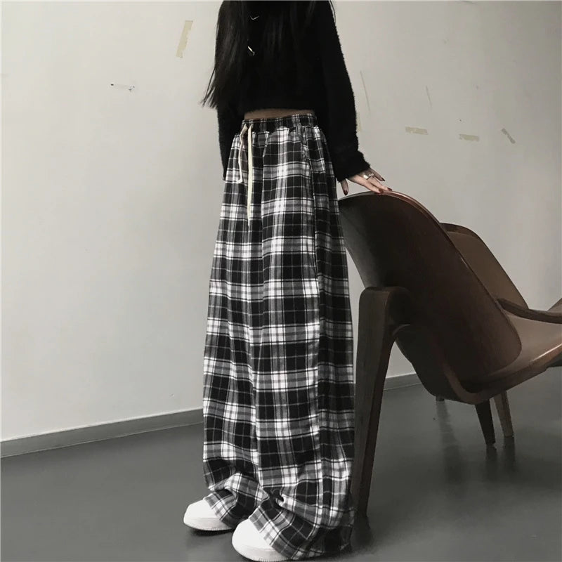 Oversized Black Plaid Sweatpants