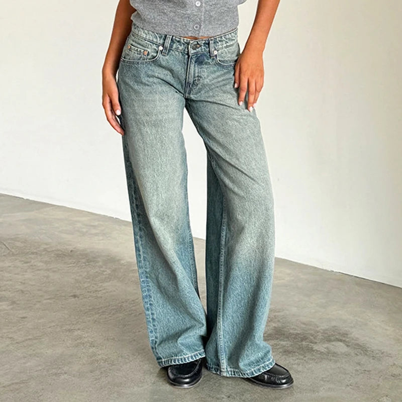 Y2K Aesthetic Wide-Leg Boyfriend Jeans