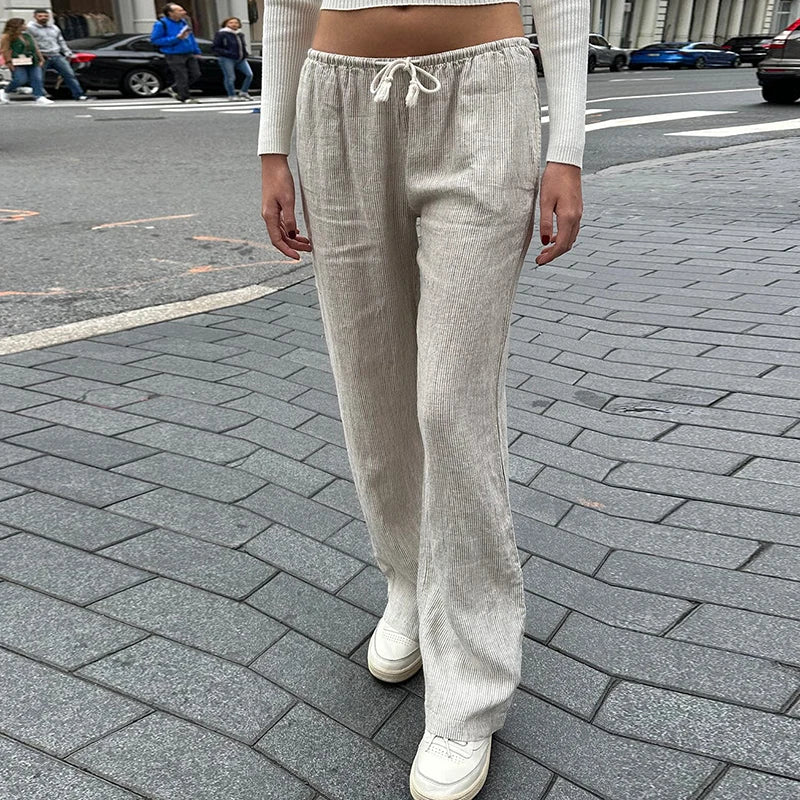 Comfy Tie-Up Waist Wide-Leg Lounge Pants