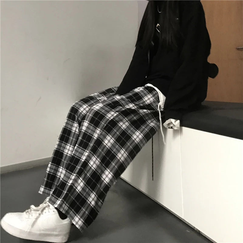 Oversized Black Plaid Sweatpants