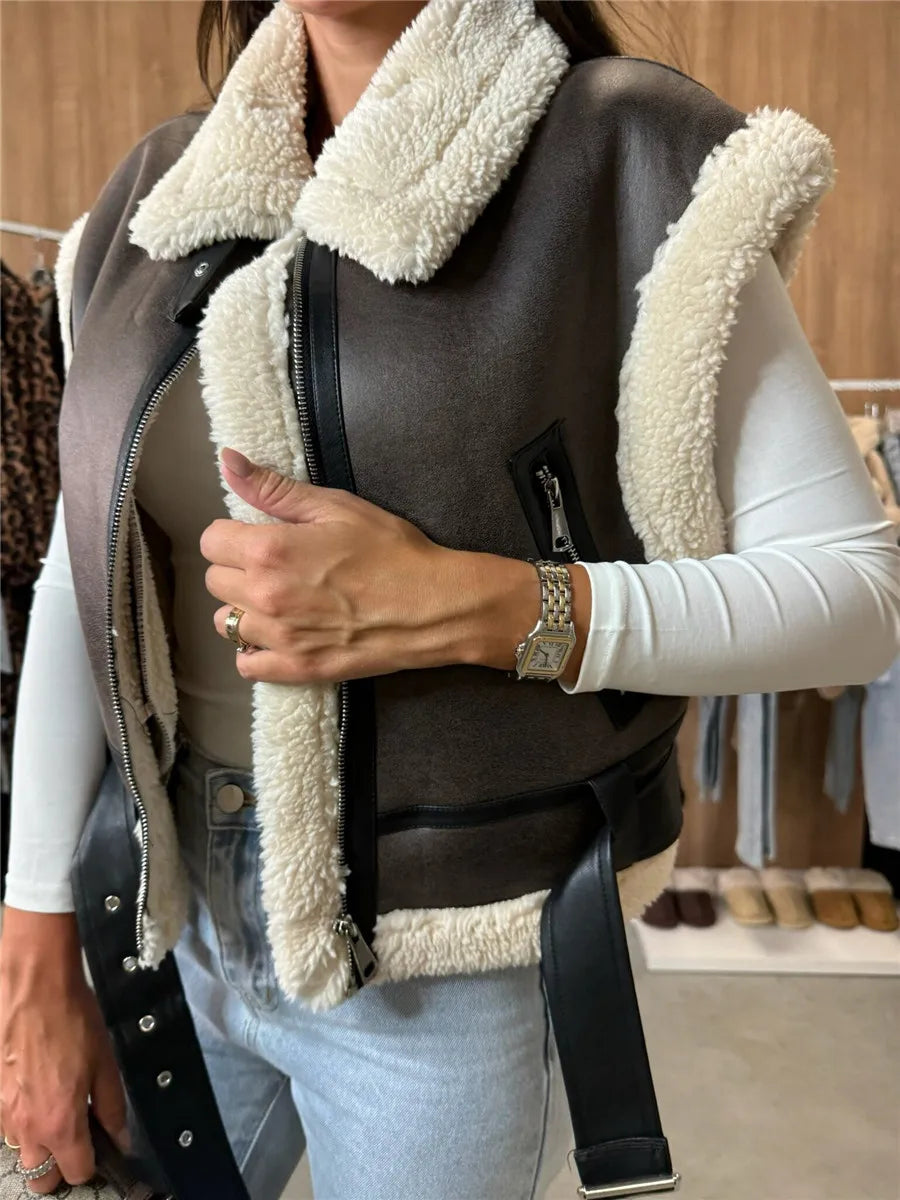 Sleeveless Faux leather Vest