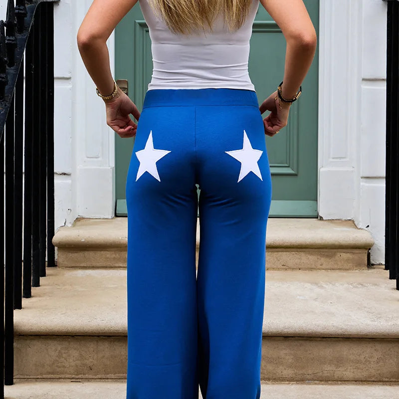 Patchwork Star Loose Bootcut Pants