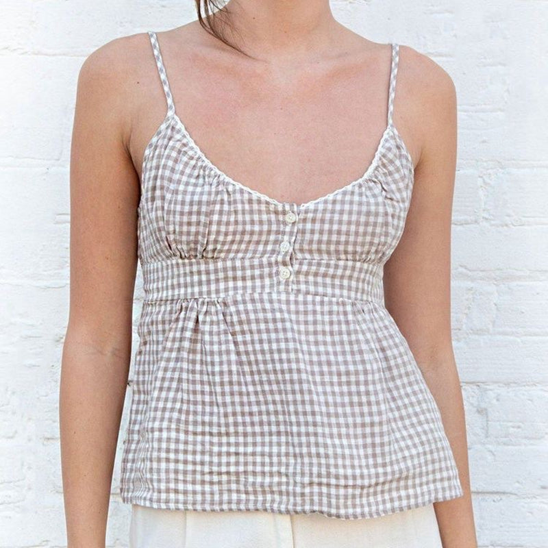 Grunge Plaid Ruffle Camisole