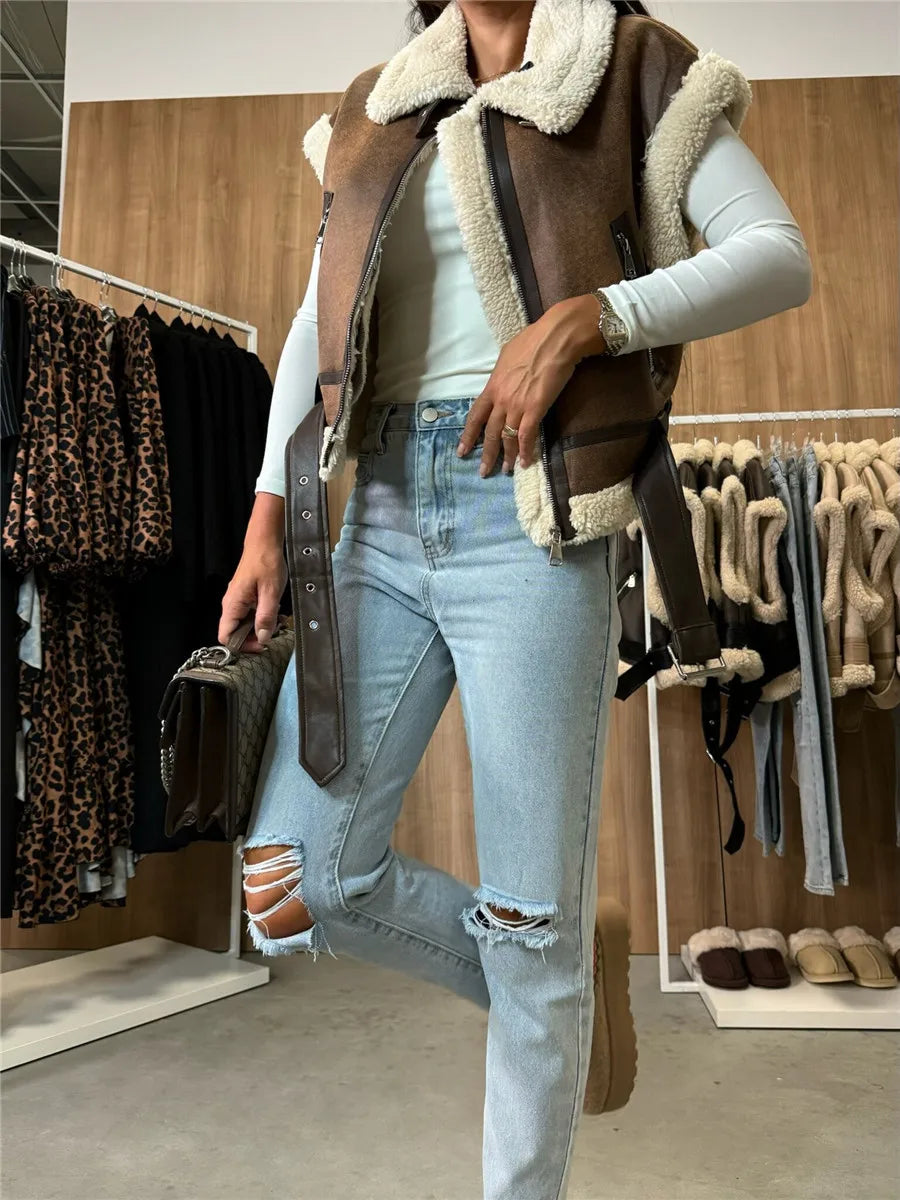 Sleeveless Faux leather Vest