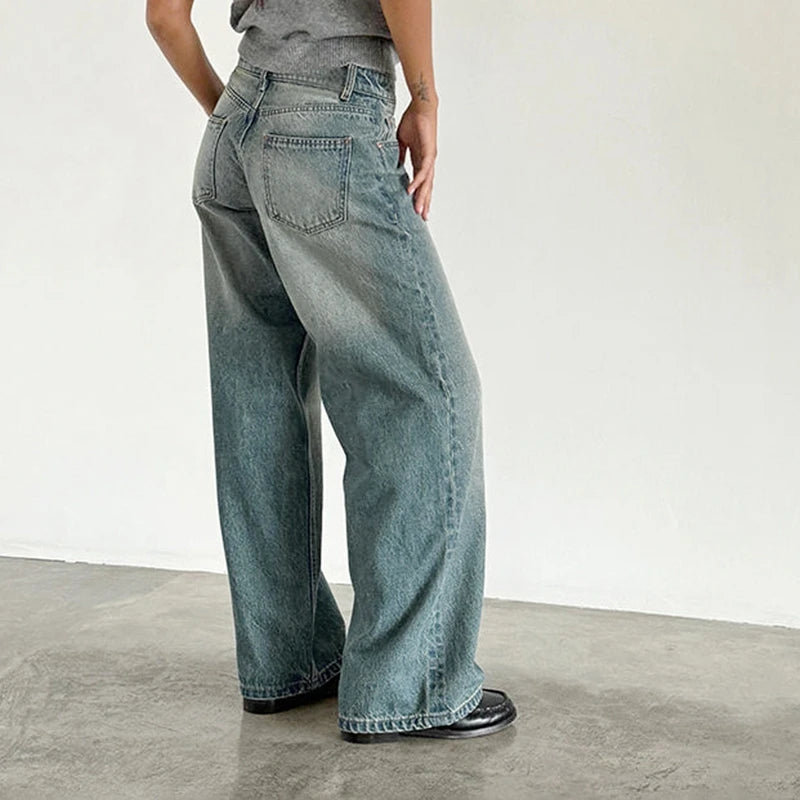 Y2K Aesthetic Wide-Leg Boyfriend Jeans