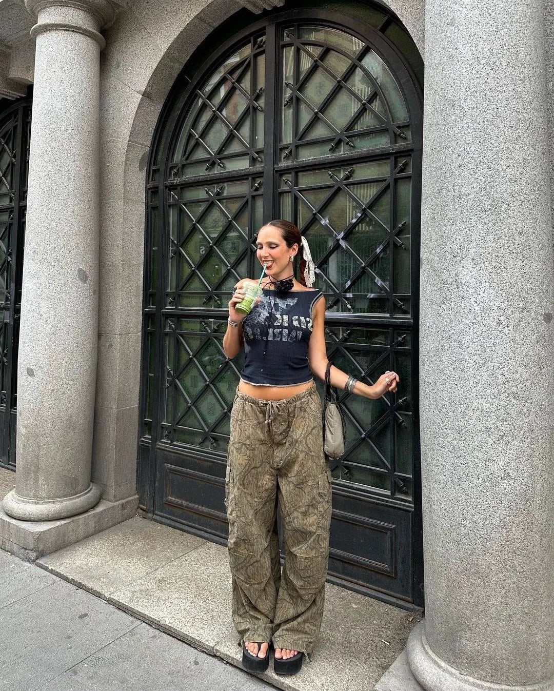 Leaf Pattern Cargo Pants