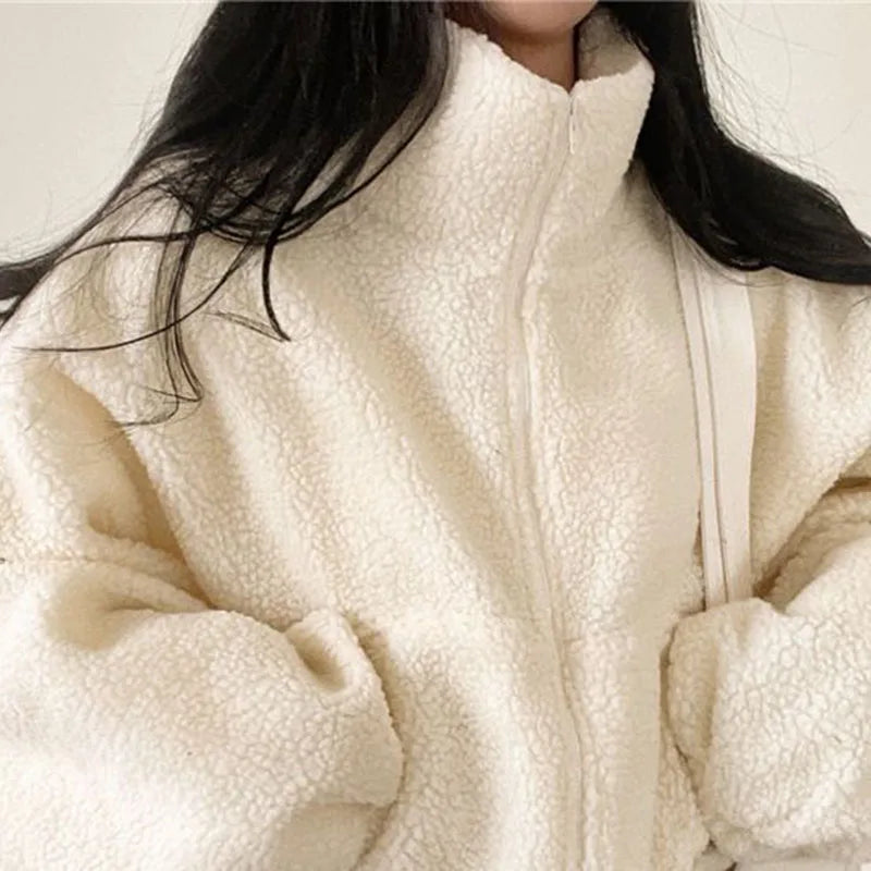 Lamb Wool Zipper Coat