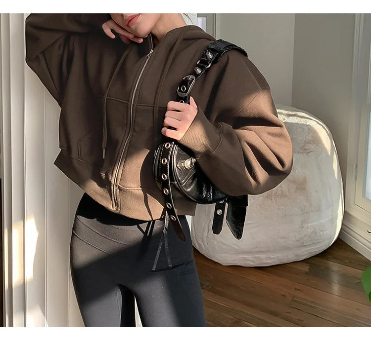 Casual Cotton Zip up Hooded Sweatshirt