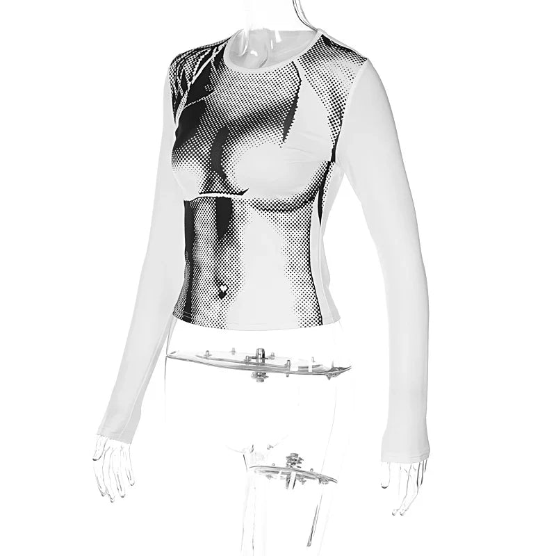 3D Print Long Sleeve Patchwork Shirt