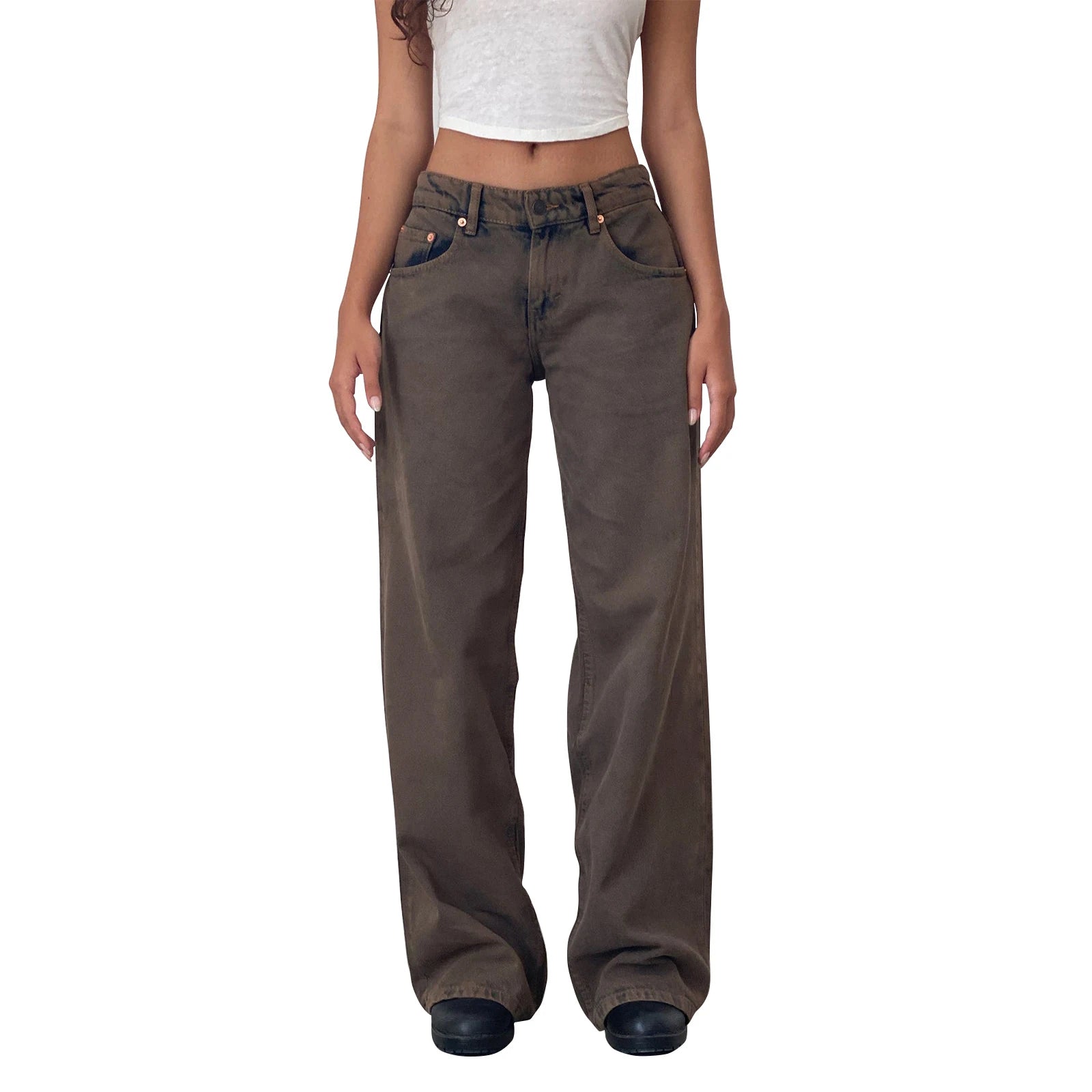 Y2K Vintage Zipper Button Low-Waist Baggy Jeans