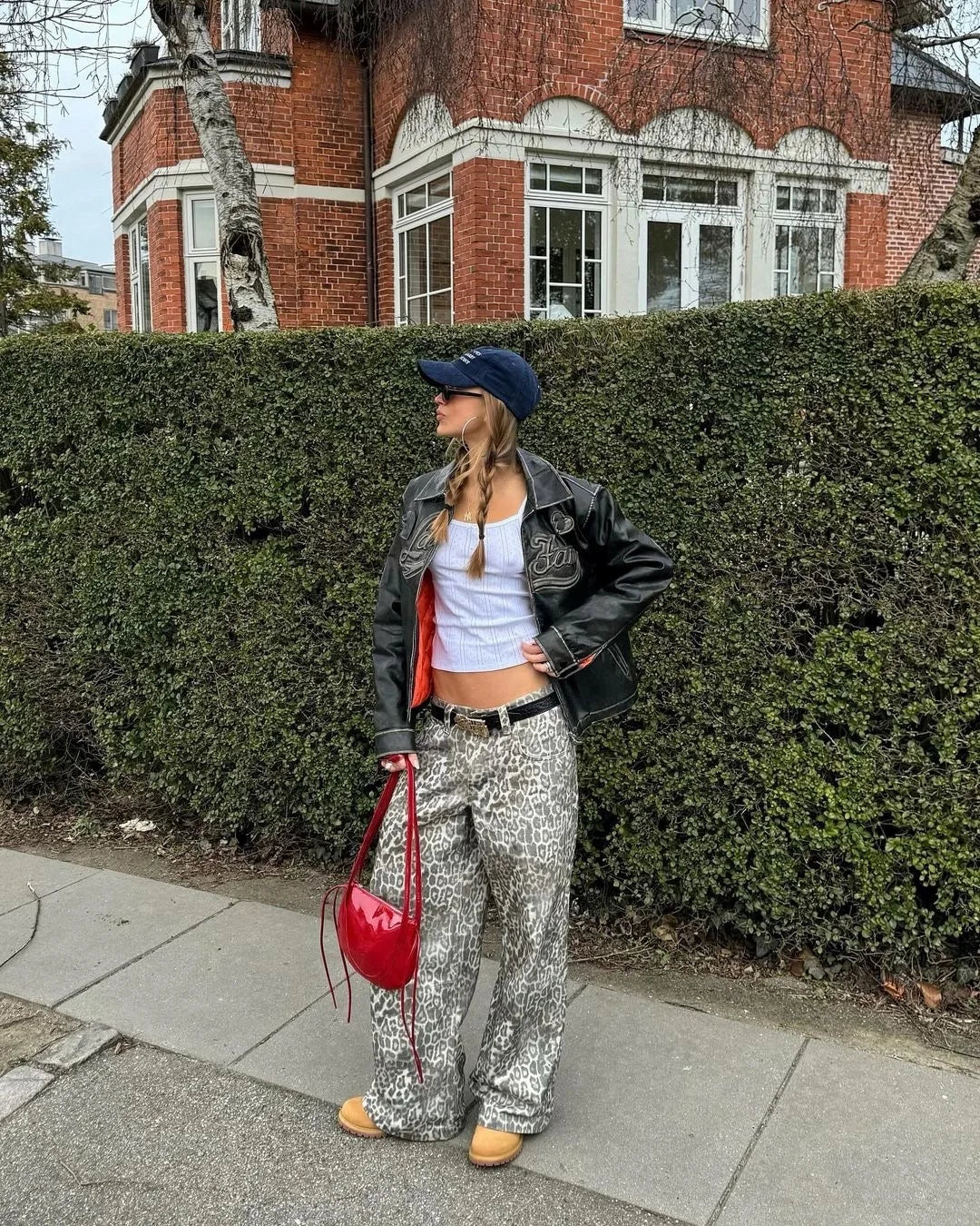 Jaded London Leopard-Print Wide-Leg Trousers