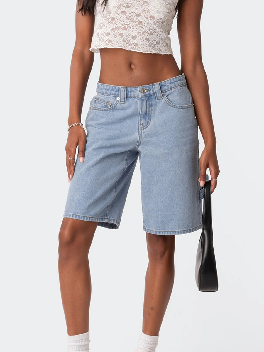 Loose Denim Bermuda Shorts