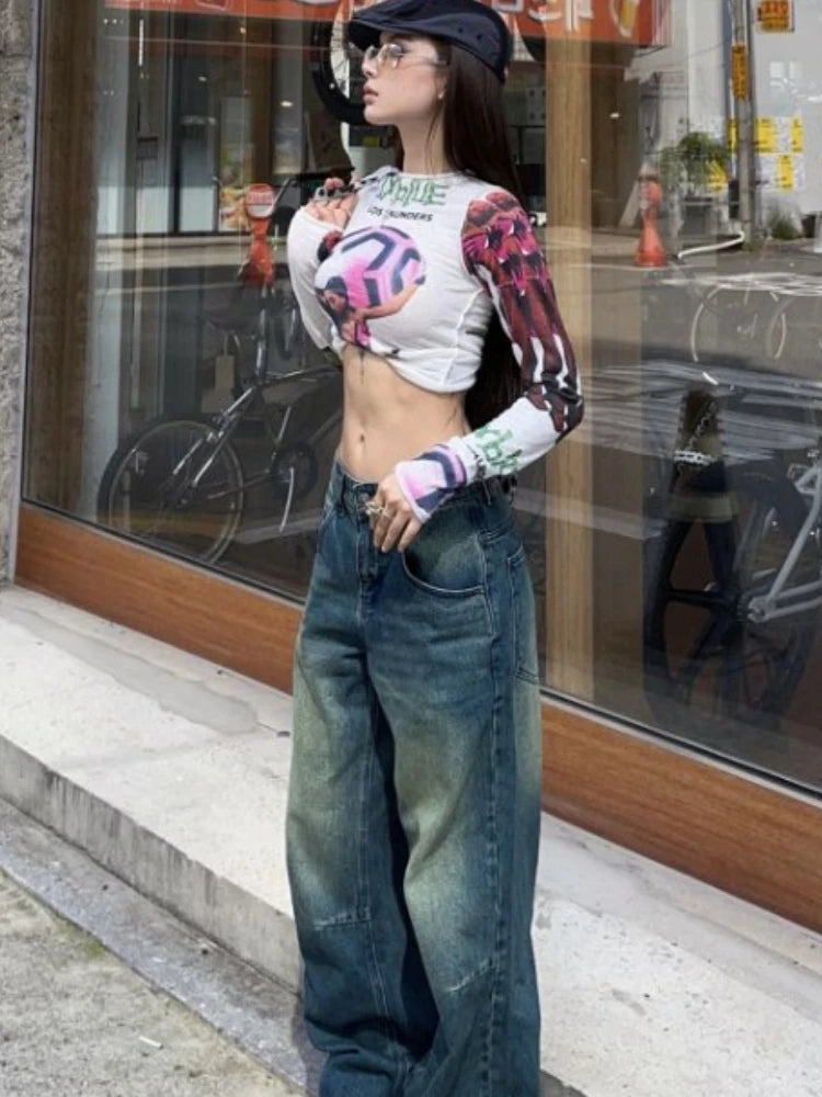 Korean Fashion Long Sleeve Crop Top