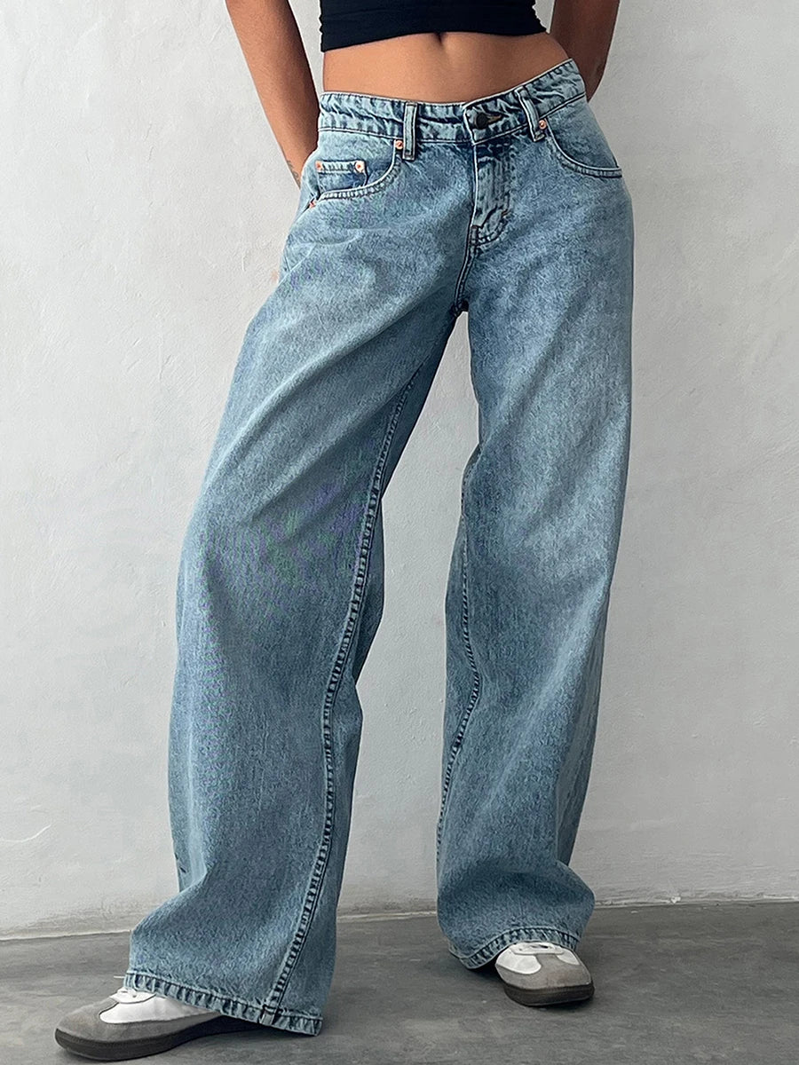 Y2K Wide-Leg Low-Waist Denim Jeans