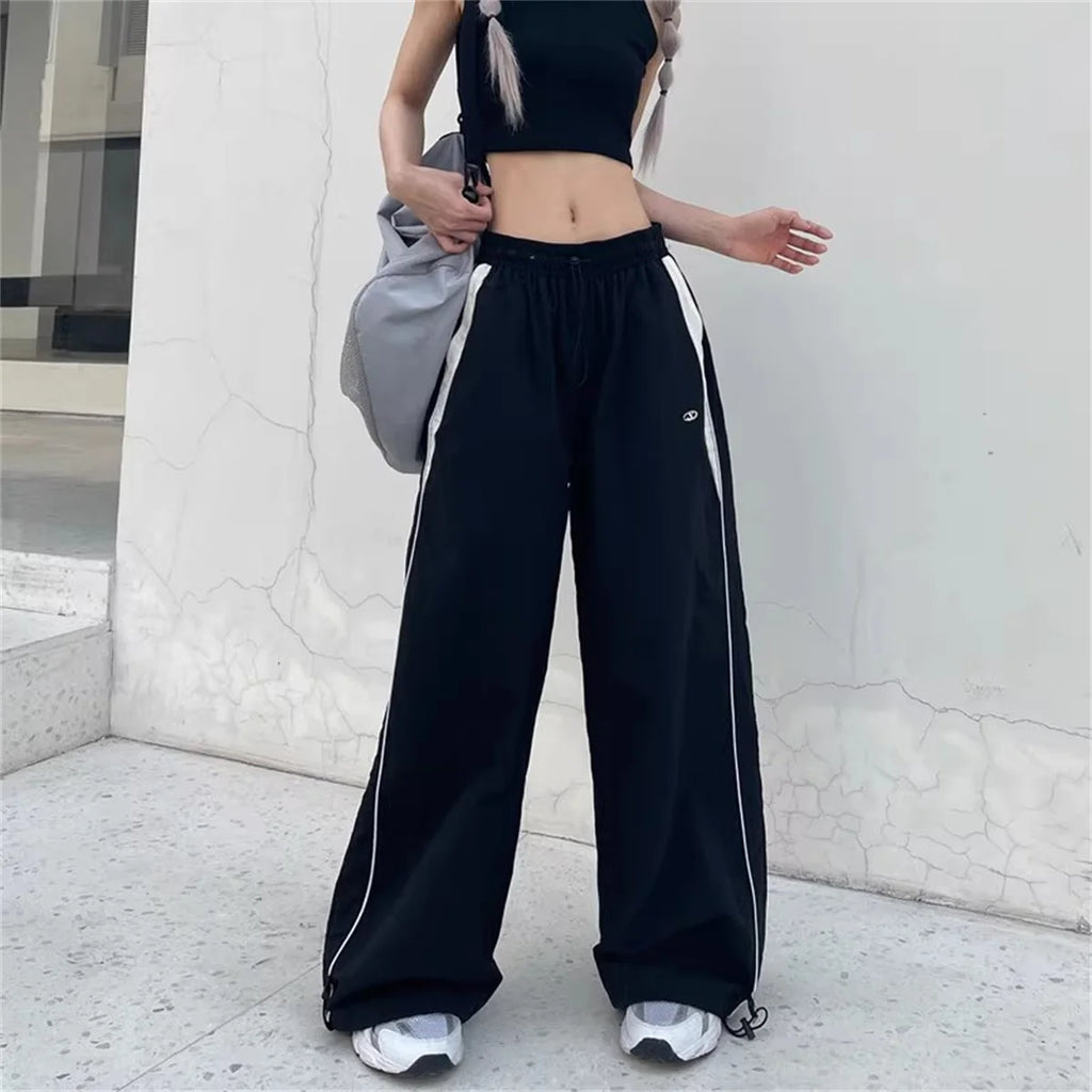 Y2K Wide-Leg Drawstring Cargo Sweatpants