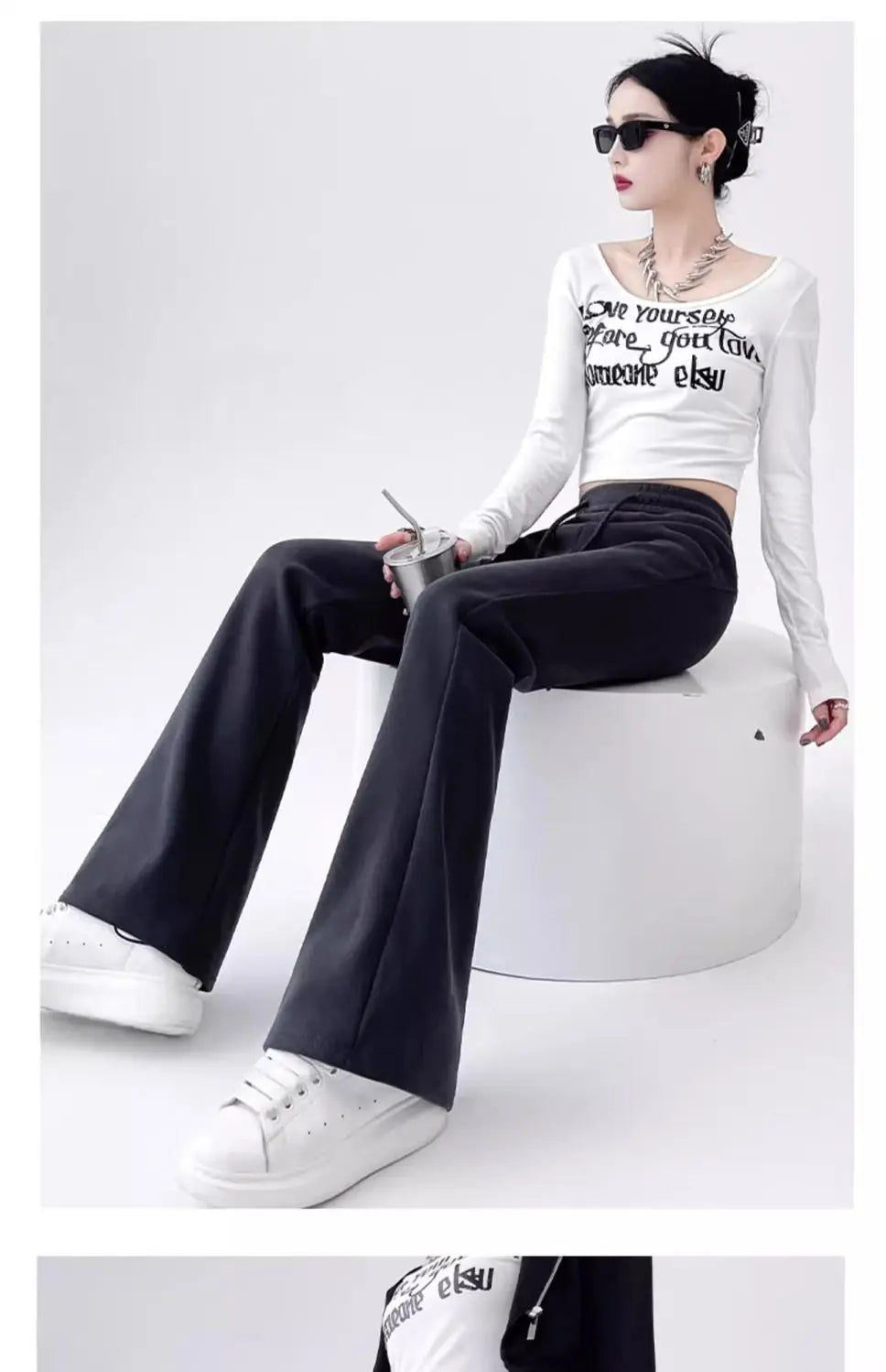 High-Waisted Flared Sweatpants