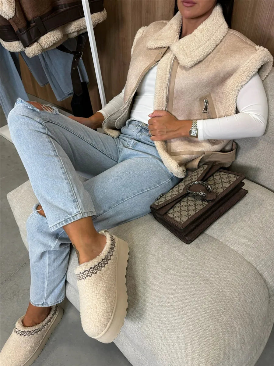 Sleeveless Faux leather Vest