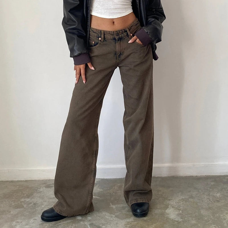 Y2K Aesthetic Wide-Leg Boyfriend Jeans