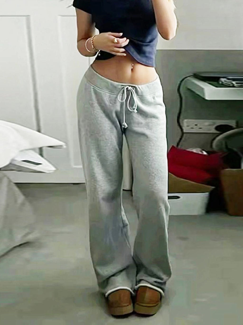 High-Waist Drawstring Sweatpants