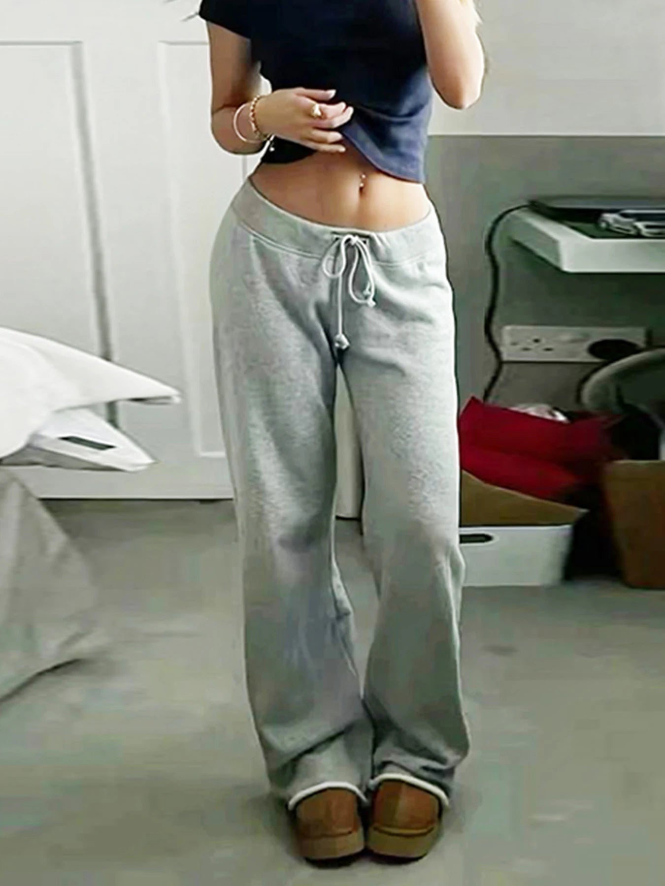 High-Waist Drawstring Sweatpants