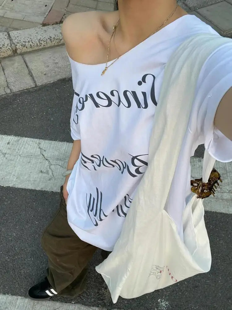 Off-Shoulder Printed Cotton Tee