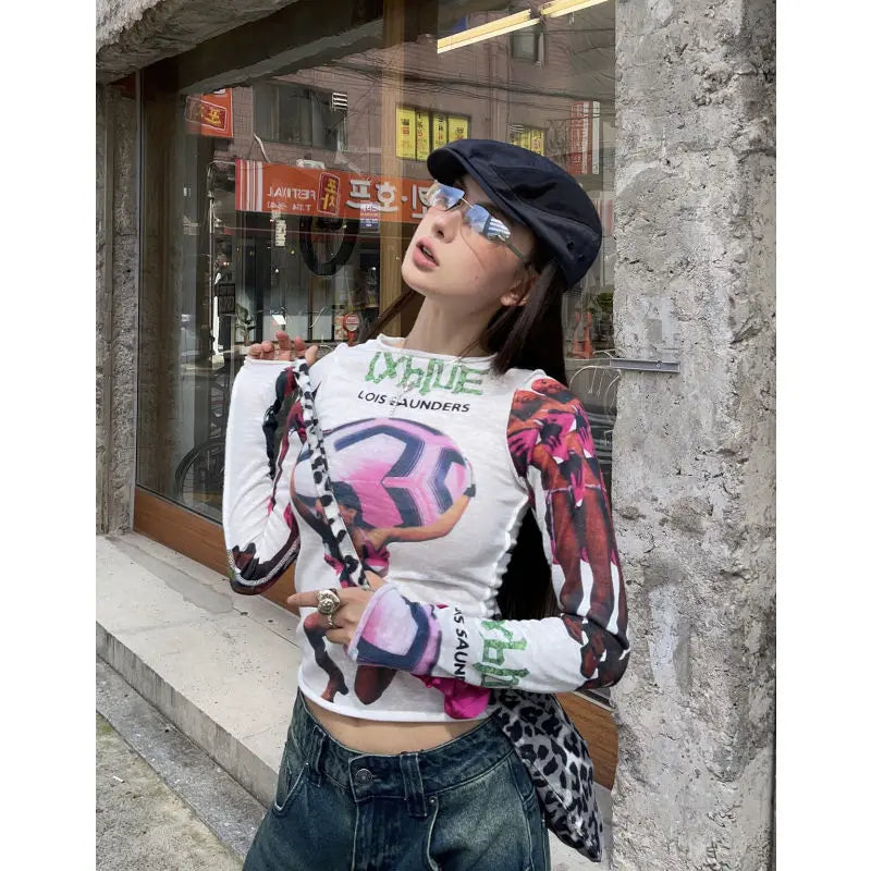 Korean Fashion Long Sleeve Crop Top