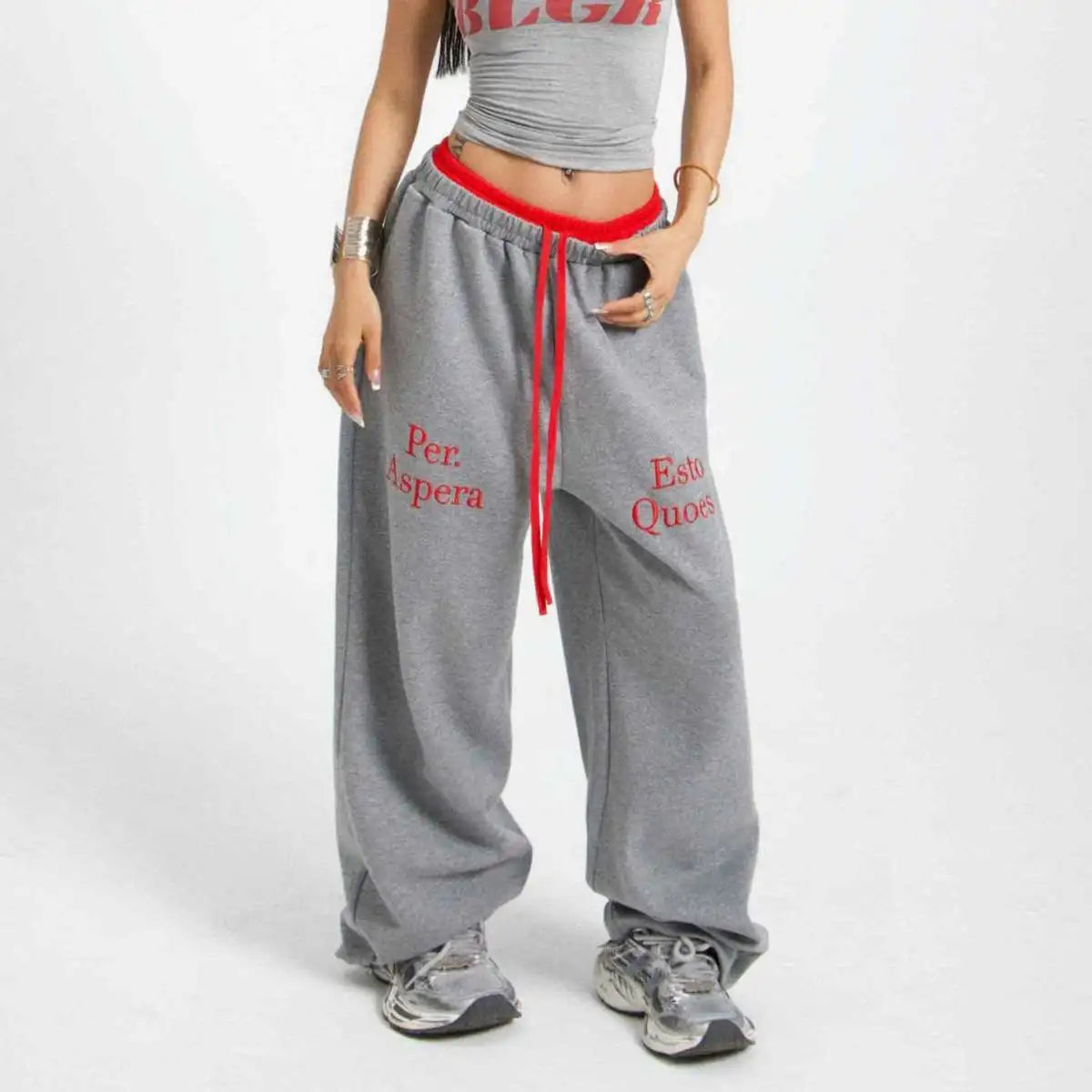 Deeptown Y2K Oversized Grey Sweatpants