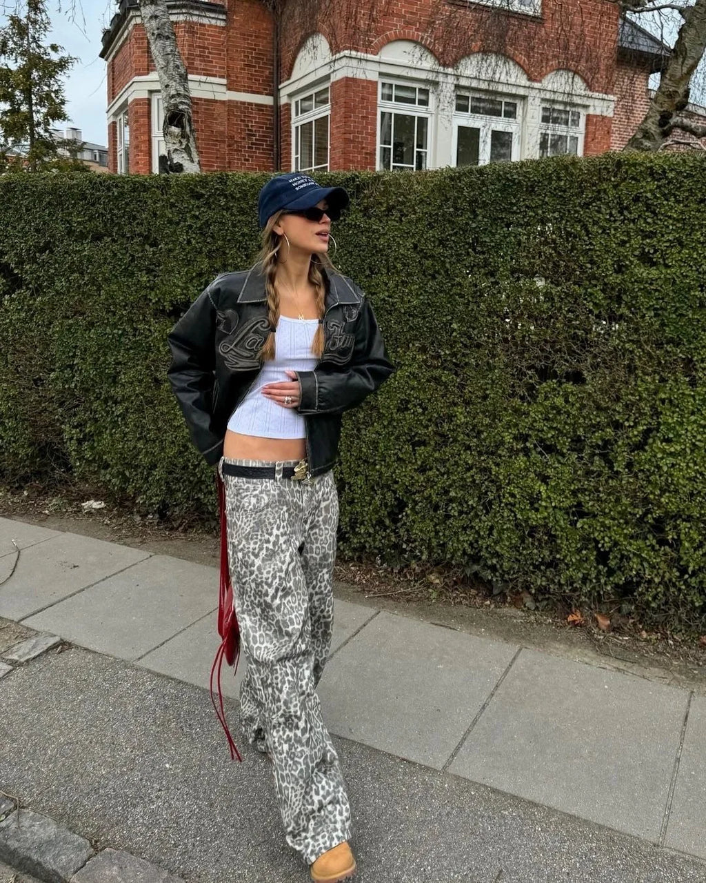 Jaded London Leopard-Print Wide-Leg Trousers