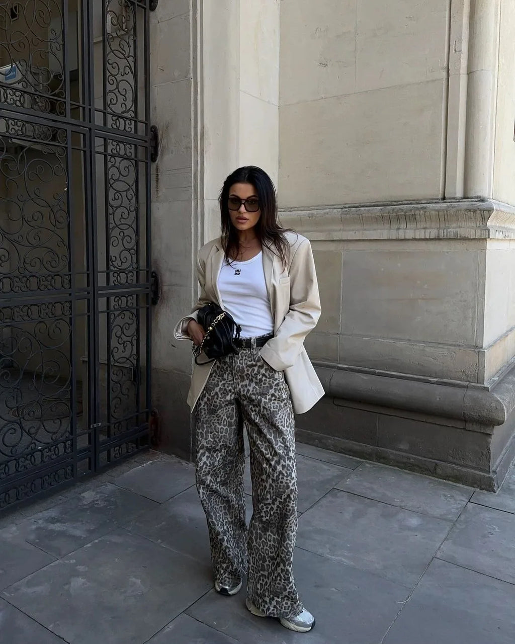 Jaded London Leopard-Print Wide-Leg Trousers
