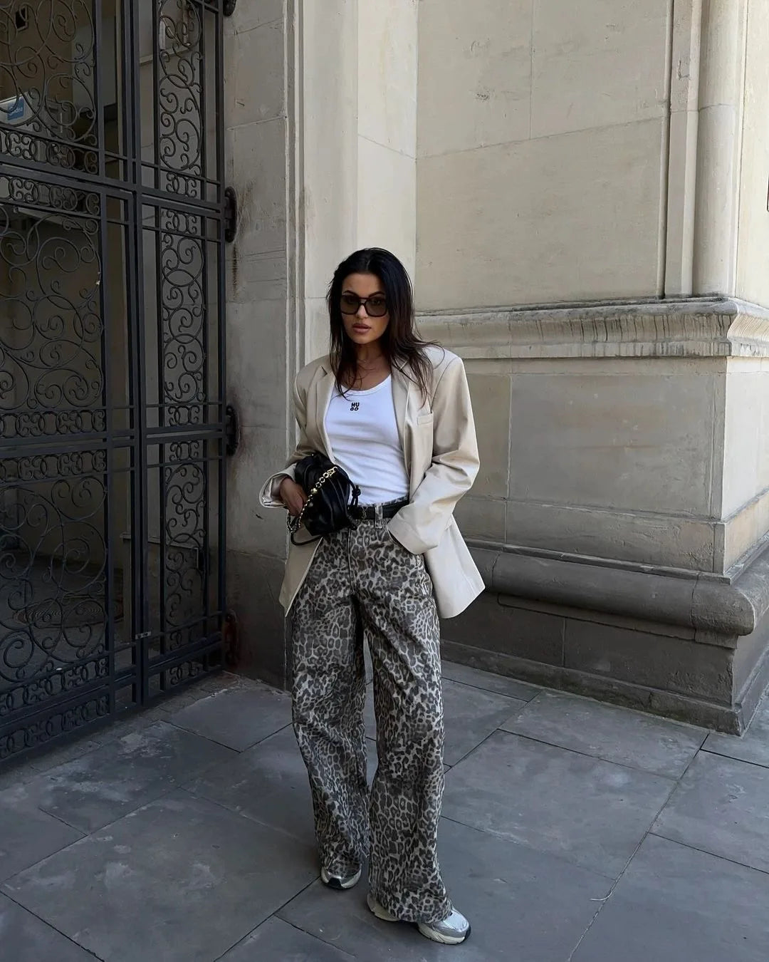 Jaded London Leopard-Print Wide-Leg Trousers