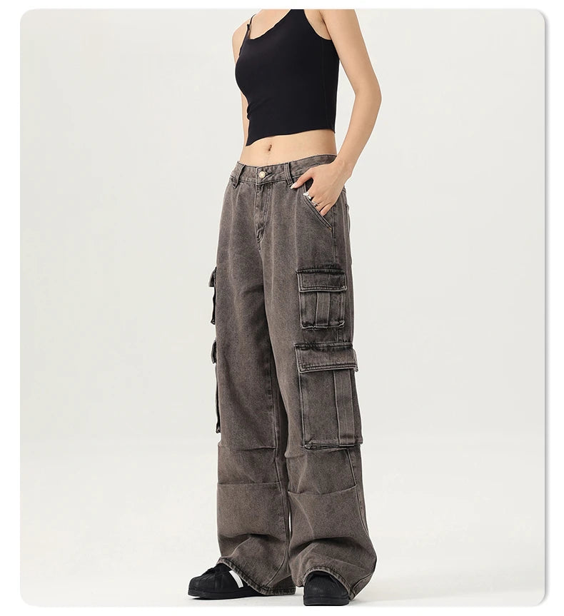 Spring & Autumn Women Cargo Jeans