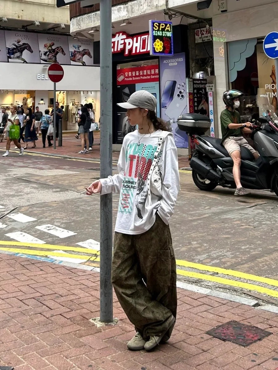 Leaf Pattern Cargo Pants