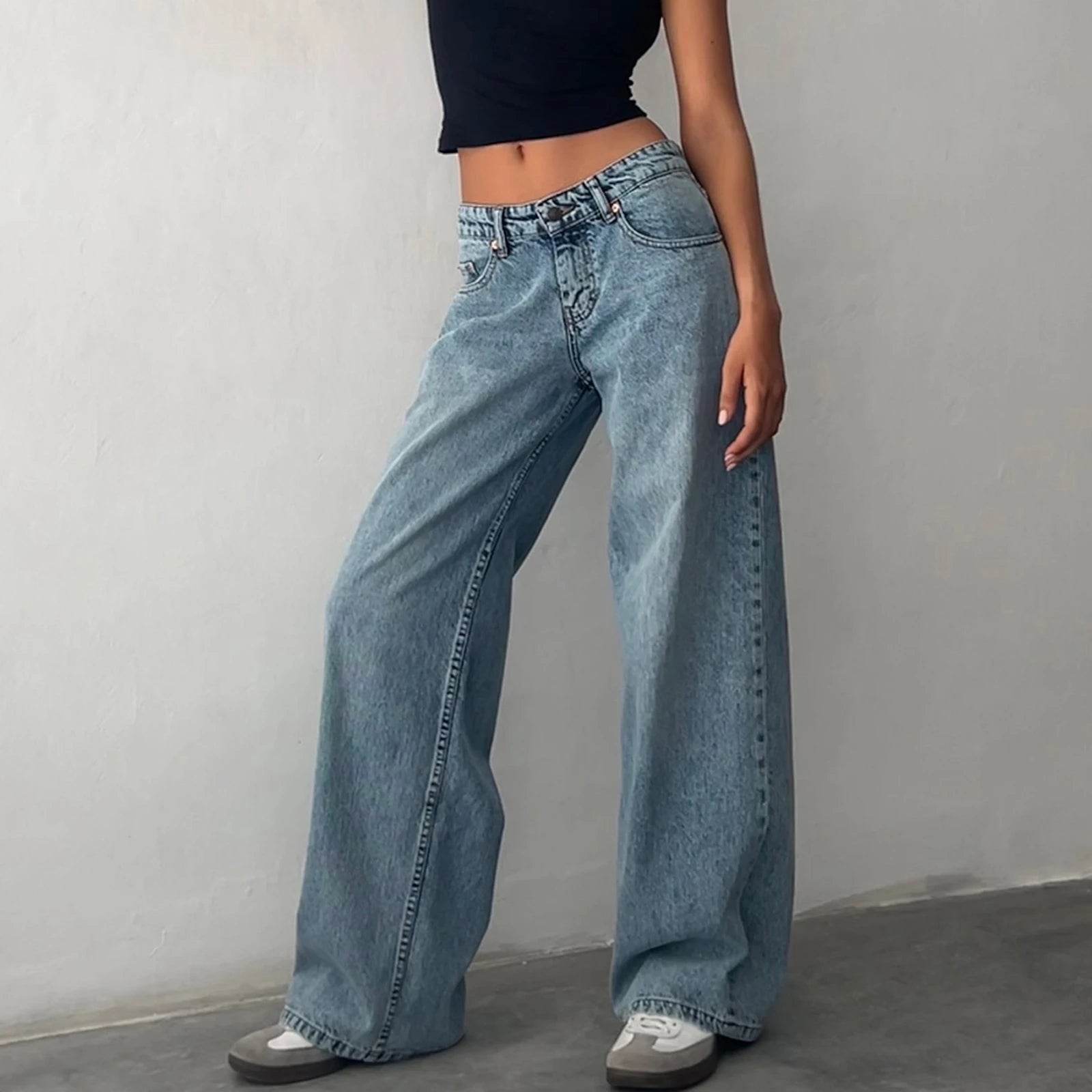 Y2K Wide-Leg Low-Waist Denim Jeans