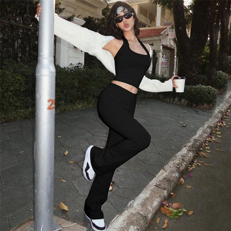 Solid Y2K Aesthetic Co-Ord Set