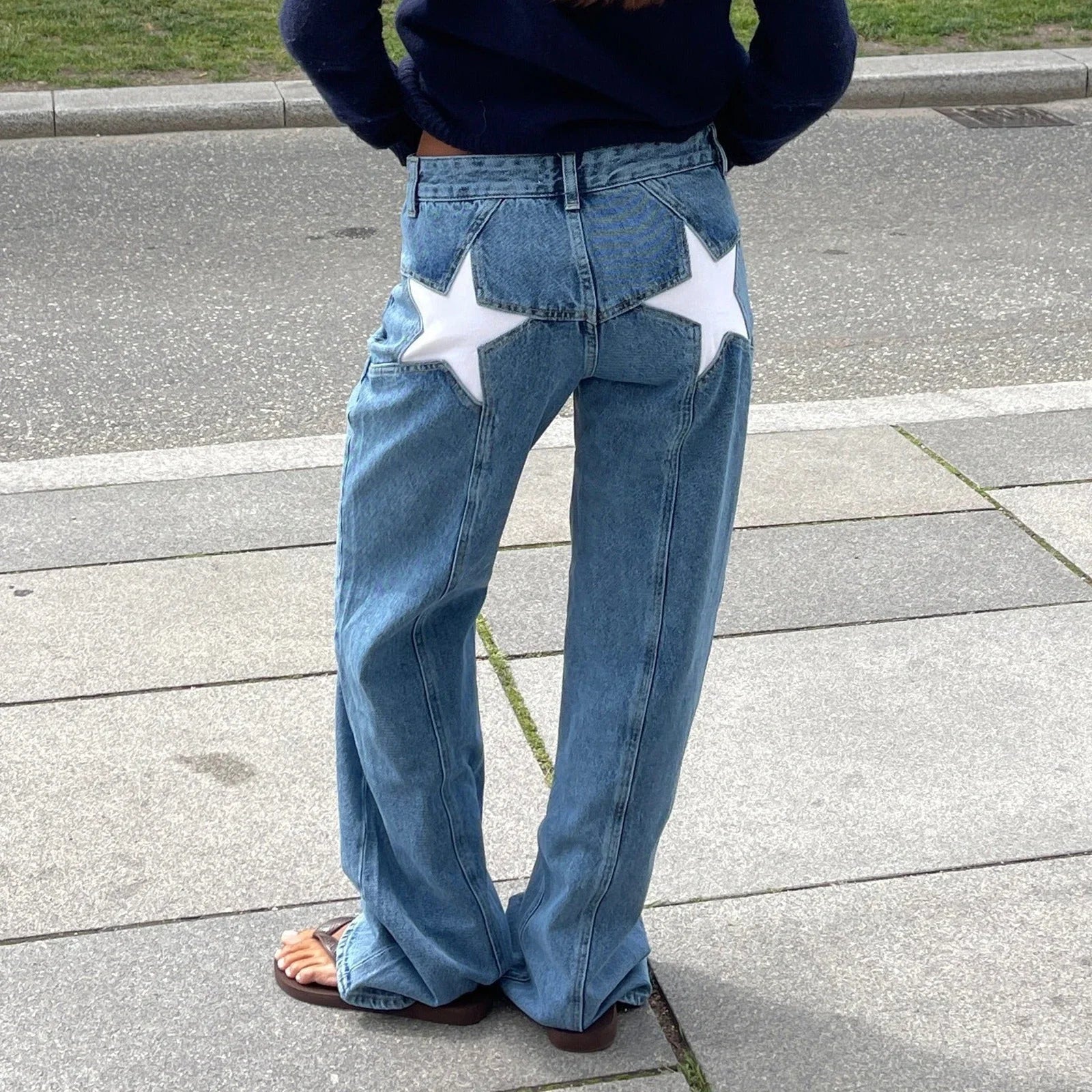 Star Pattern Loose Boyfriend Jeans