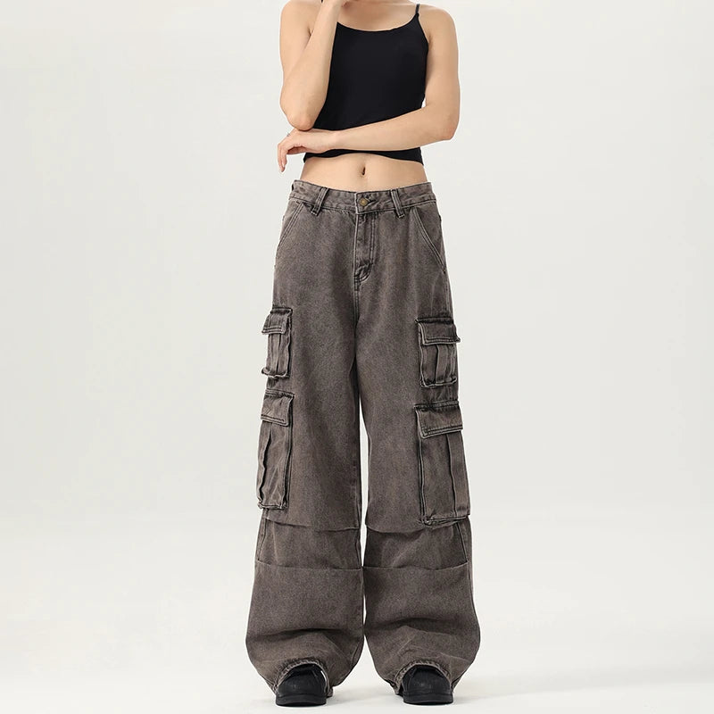 Spring & Autumn Women Cargo Jeans