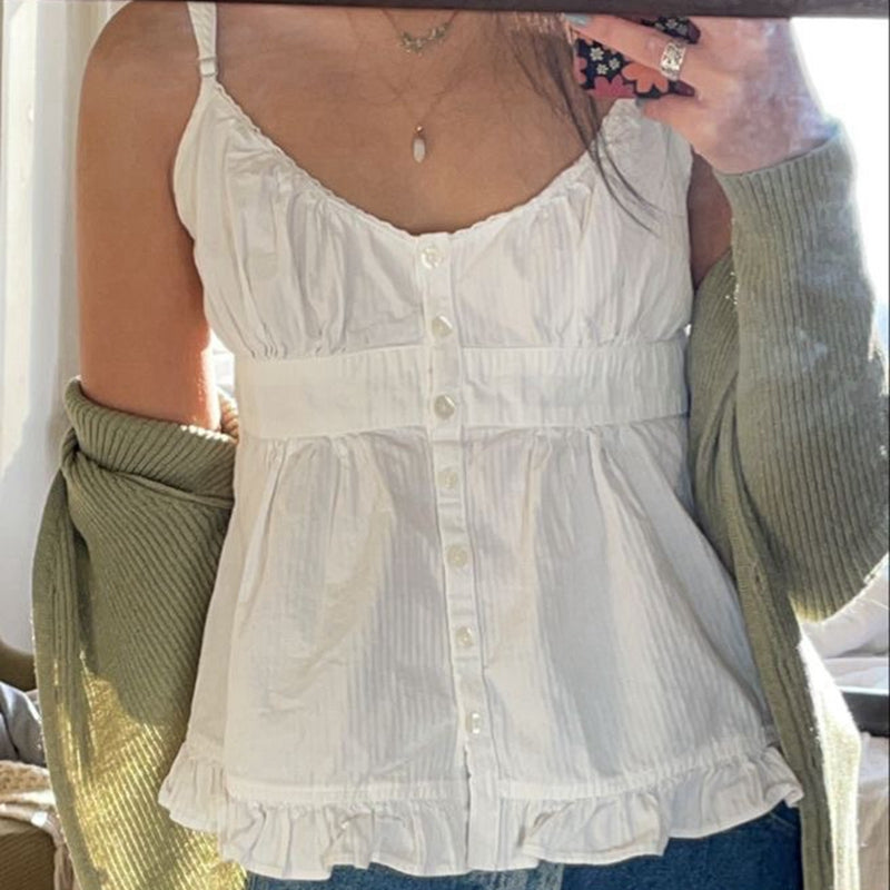 Grunge Plaid Ruffle Camisole