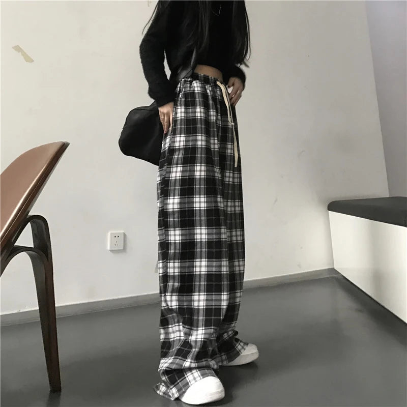 Oversized Black Plaid Sweatpants