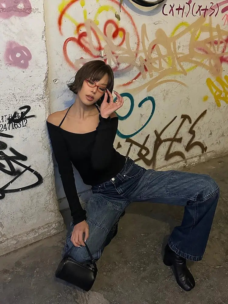 Black Halter Slim Tee