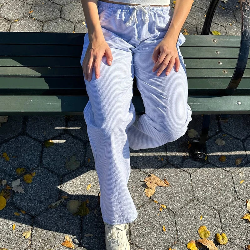 Comfy Tie-Up Waist Wide-Leg Lounge Pants